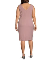 Le Bos Plus Size Illusion Sleeve Stretch Crepe Jacket Dress