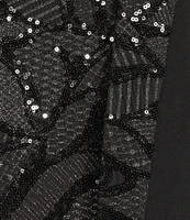 Le Bos Plus Size Sequin Embroidered Trim Crew Neck 3/4 Sleeve 3-Piece Pantsuit