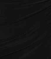 Le Bos Plus Size Stretch Sequin Lace Mesh Crew Neck 3/4 Illusion Sleeve Back Slit Column Dress