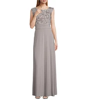 Le Bos Sleeveless Embroidered Bodice Sheath Dress