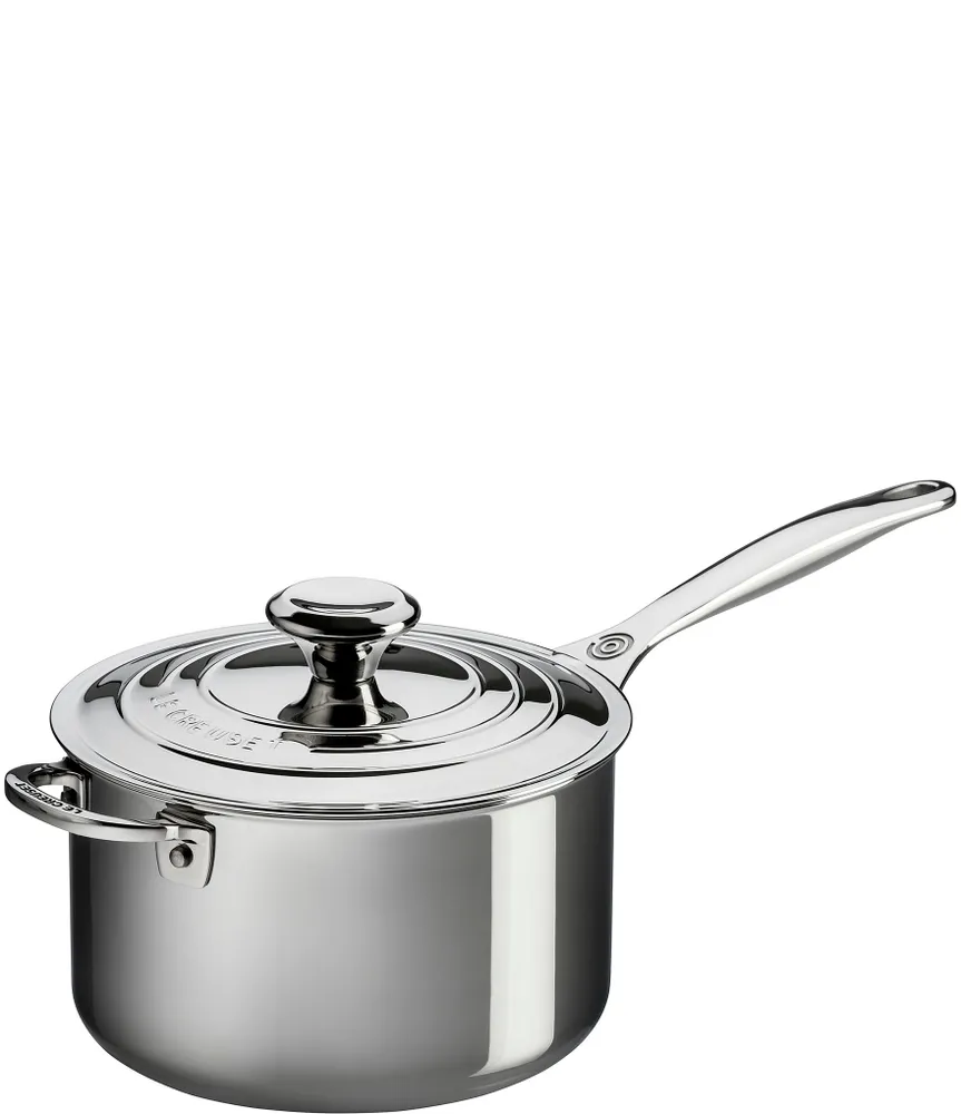 Le Creuset 4-Quart Stainless Steel Saucepan with Lid & Helper Handle