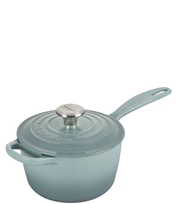 Le Creuset Signature 1.75-Quart Enameled Cast Iron Saucepan with Stainless Steel Knob, Sea Salt