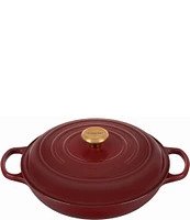 Le Creuset Signature 3.5-Quart Enameled Cast Iron Braiser with Gold Stainless Steel Knob