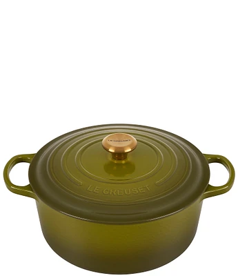 Le Creuset Signature -Quart Round Enameled Cast Iron Dutch Oven with Gold Stainless Steel Knob