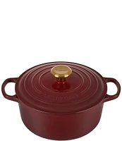 Le Creuset Signature -Quart Round Enameled Cast Iron Dutch Oven with Gold Stainless Steel Knob