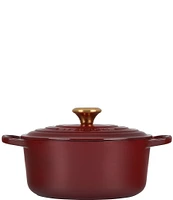 Le Creuset Signature -Quart Round Enameled Cast Iron Dutch Oven with Gold Stainless Steel Knob