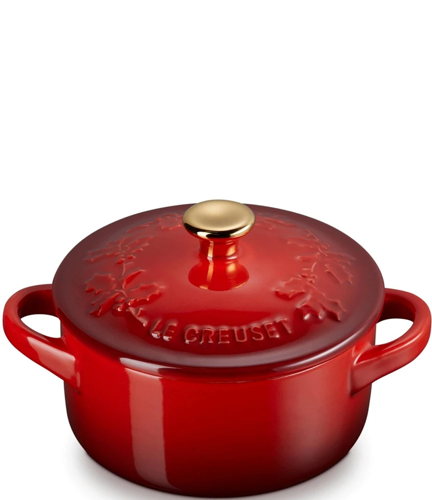 Le Creuset Stoneware Holly Collection Mini Cocotte, 8-oz.