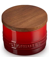 Le Creuset Stoneware Signature Salt Cellar with Wood Lid, 7-oz.