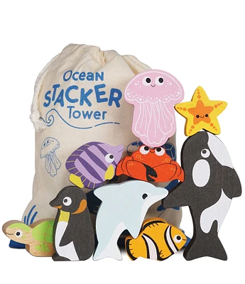 Le Toy Van 9-Piece Sustainable Rubberwood Petilou Ocean Stacker Tower Toy Set