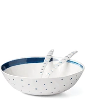 Lenox Blue Bay Melamine Salad Bowl With Servers