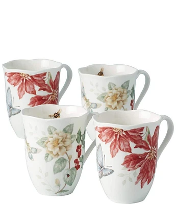 Lenox Butterfly Meadow Holiday 4-Piece Mugs, Set of 4