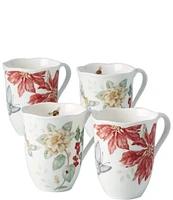 Lenox Butterfly Meadow Holiday 4-Piece Mugs, Set of 4