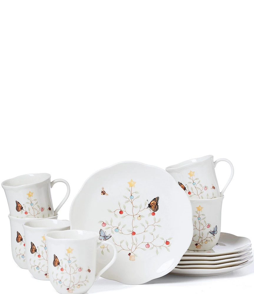 Lenox Butterfly Meadow Christmas Tree Seasonal 12-Piece Dessert Set