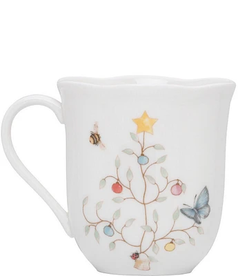 Lenox Butterfly Meadow Christmas Tree Seasonal Coffee Mugs, Set of 4