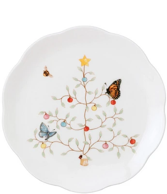 Lenox Butterfly Meadow Christmas Tree Seasonal Dessert Plates, Set of 4