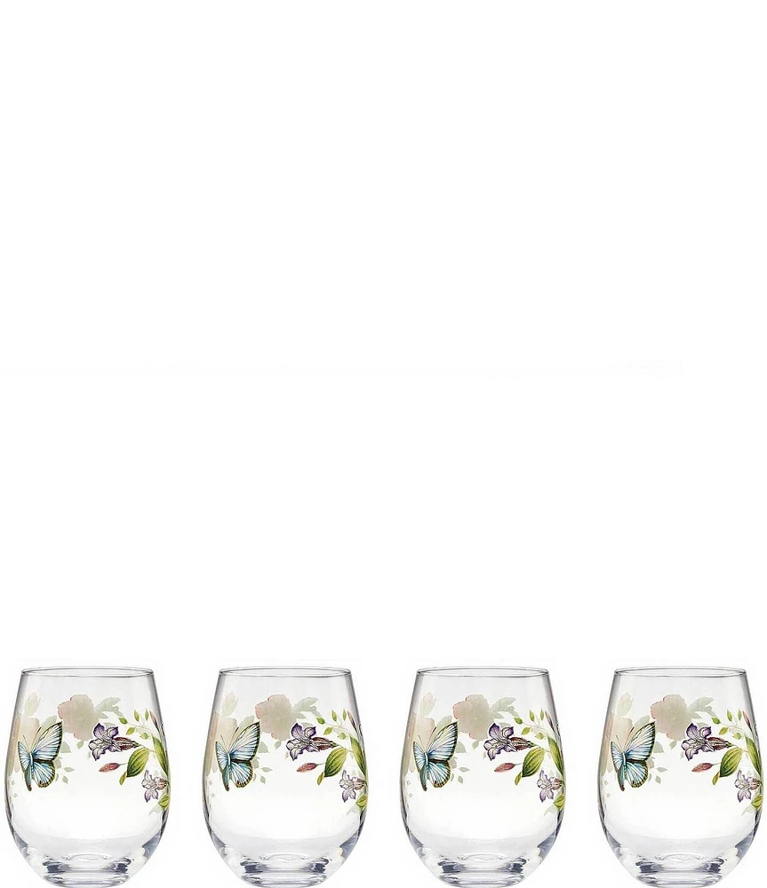 Lenox Butterfly Meadow Stemless Wine Glasses, Set of 4