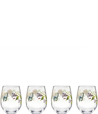 Lenox Butterfly Meadow Stemless Wine Glasses, Set of 4