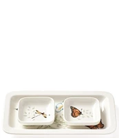 Lenox Butterfly Meadows 3-Piece Sushi Plate and Dip Bowls