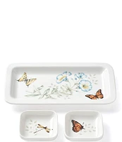 Lenox Butterfly Meadows 3-Piece Sushi Plate and Dip Bowls