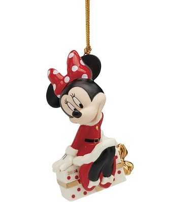 Lenox Disney 2024 Minnie Mouse Sitting On A Gift Ornament