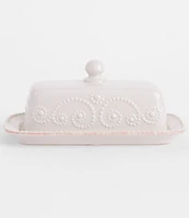 Lenox French Perle Scalloped Stoneware Covered Butter Dish