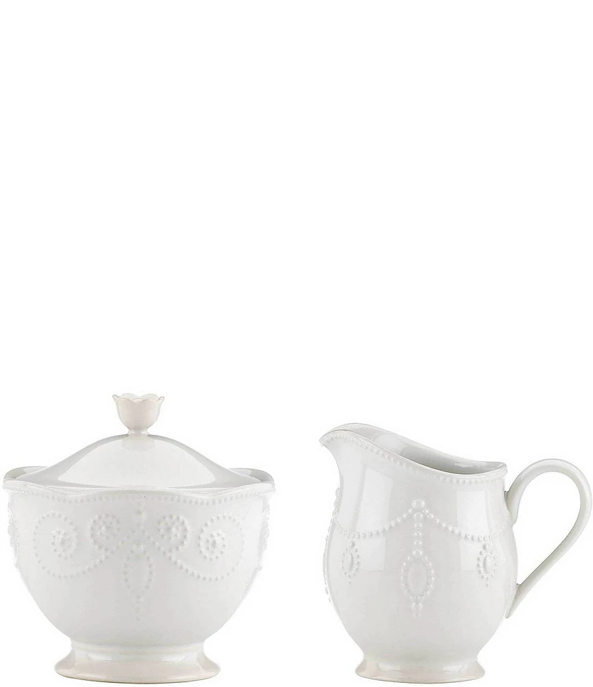 Lenox French Perle Scalloped Stoneware Sugar & Creamer Set