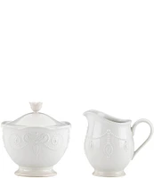 Lenox French Perle Scalloped Stoneware Sugar & Creamer Set