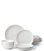 Lenox French Perle Collection Scalloped 12-Piece Dinnerware Set