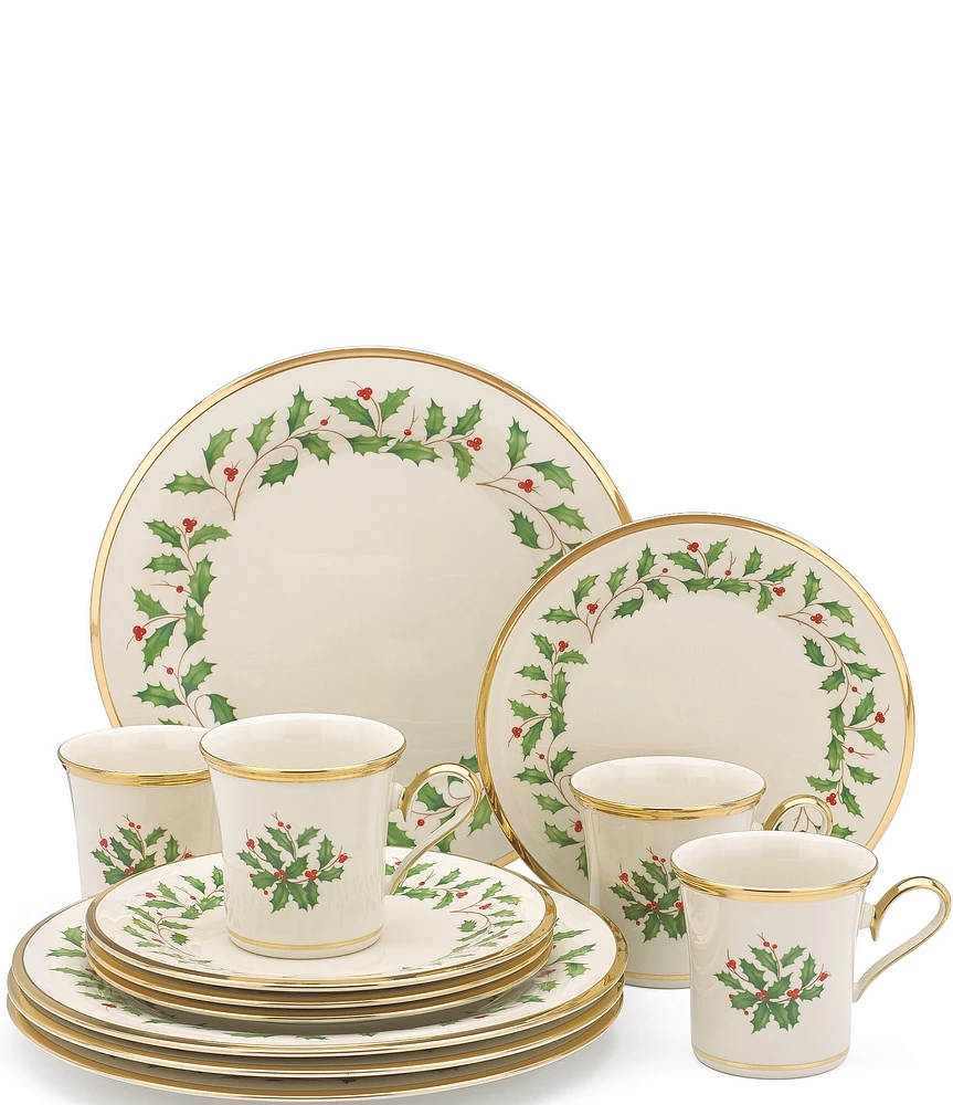 Lenox Holiday 12-Piece Floral Motif Dinnerware Set