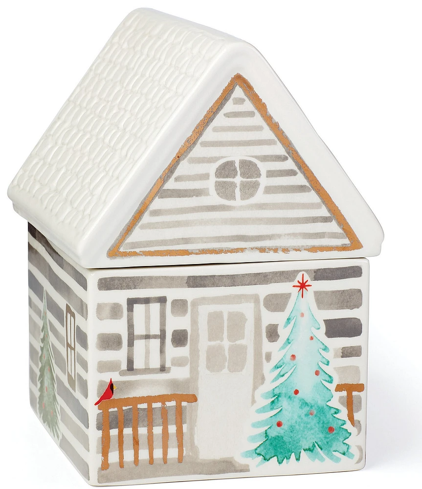 Lenox Holiday Balsam Lane Cabin Cookie Jar