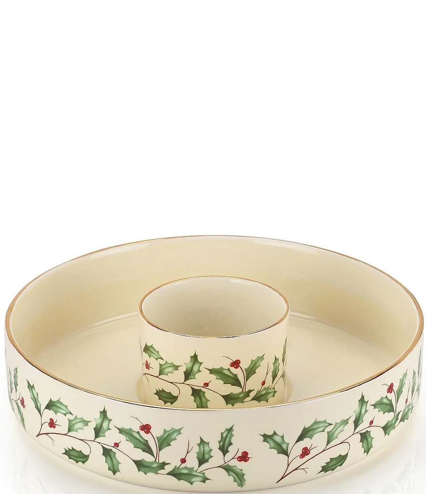 Lenox Holiday Festive Holly And Berry Chip N Dip Set