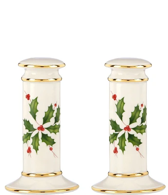 Lenox Holiday Poinsettia Leaf Motif Salt & Pepper Shaker Set