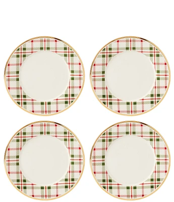 Lenox Holiday Tartan Plaid Dinner Plates, Set of 4