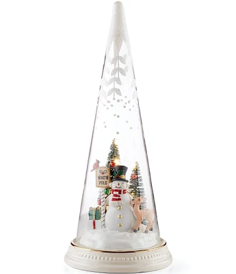 Lenox Merry and Magical Glass Lit Snowman North Pole Scene