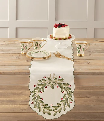 Lenox Nouveau Wreath Embroidered Table Runner, 72#double;