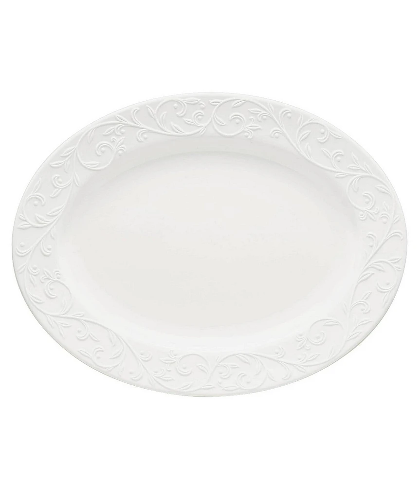 Lenox Opal Innocence Carved Scroll Porcelain Oval Platter