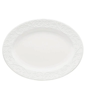 Lenox Opal Innocence Carved Scroll Porcelain Oval Platter