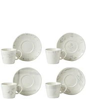 Lenox Oyster Bay Collection Espresso Cup and Saucer 8-Piece Set