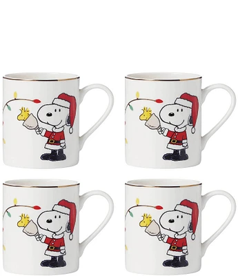 Lenox Snoopy Christmas Mugs, Set of 4