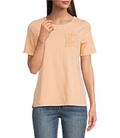 Leo & Nicole Acid Wash Crew Neck Short Sleeve Lace Pocket Tee Shirt
