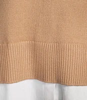 Leo & Nicole Collared V-Neck Long Sleeve Layered Sweater