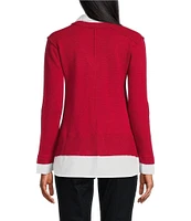 Leo & Nicole Collared V-Neck Long Sleeve Layered Sweater