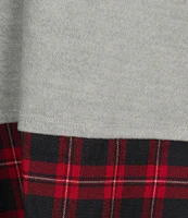 Leo & Nicole Mixed-Media Plaid Point Collar Long Sleeve Layered Sweater