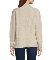 Leo & Nicole Mixed Pattern Mock Neck Long Raglan Sleeve Sweater