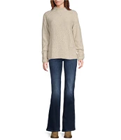 Leo & Nicole Mixed Pattern Mock Neck Long Raglan Sleeve Sweater