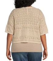 Leo & Nicole Plus Size Elbow Sleeve Open-Front Shrug