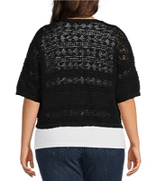 Leo & Nicole Plus Size Elbow Sleeve Open-Front Shrug