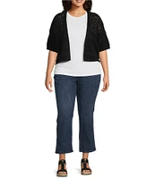 Leo & Nicole Plus Size Elbow Sleeve Open-Front Shrug