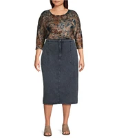 Leo & Nicole Plus Size Acid Wash Pencil Skirt