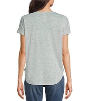 Leo & Nicole Printed V-Neck Short Sleeve Tee Shirt